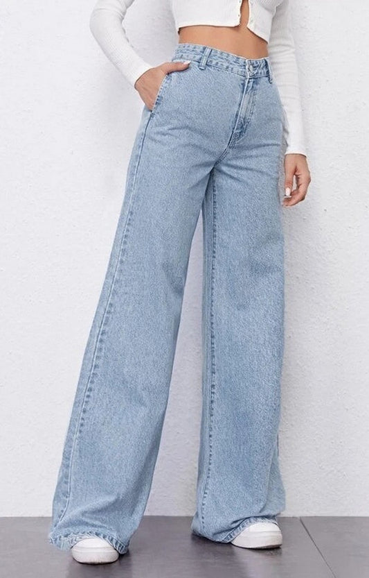 Blue wide leg jeans